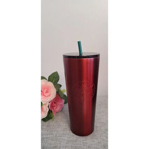 Starbucks 2018 Holiday Collection Crimson Red Stainless Steel Cold Cup 24oz